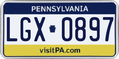 PA license plate LGX0897