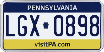 PA license plate LGX0898