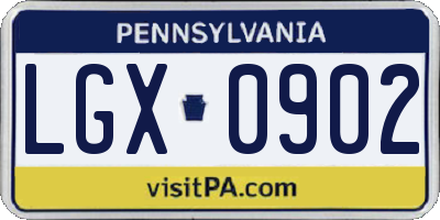 PA license plate LGX0902