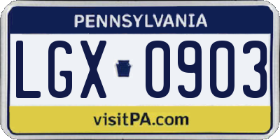 PA license plate LGX0903