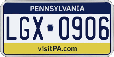 PA license plate LGX0906