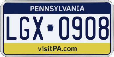 PA license plate LGX0908