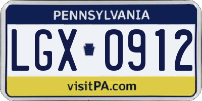 PA license plate LGX0912