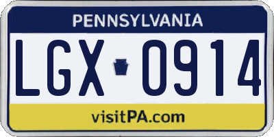 PA license plate LGX0914