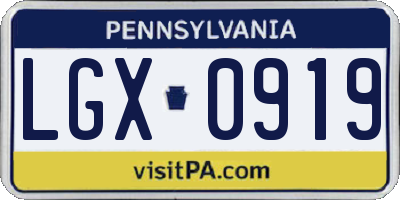 PA license plate LGX0919