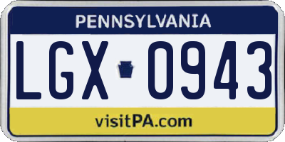 PA license plate LGX0943