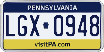 PA license plate LGX0948