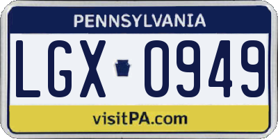 PA license plate LGX0949