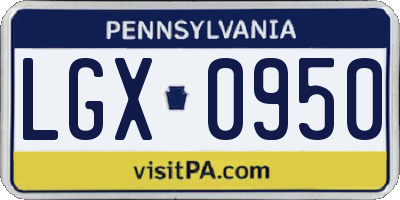 PA license plate LGX0950