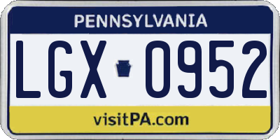 PA license plate LGX0952