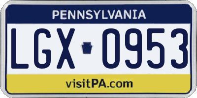 PA license plate LGX0953