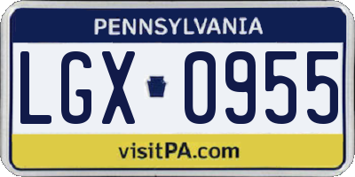 PA license plate LGX0955