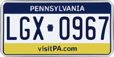 PA license plate LGX0967