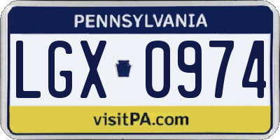 PA license plate LGX0974