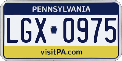 PA license plate LGX0975
