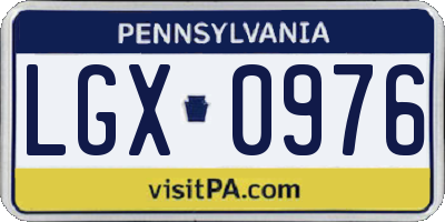PA license plate LGX0976