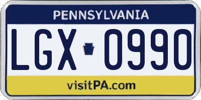 PA license plate LGX0990