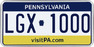 PA license plate LGX1000