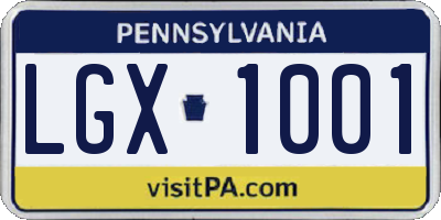 PA license plate LGX1001