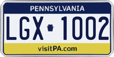 PA license plate LGX1002