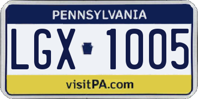 PA license plate LGX1005