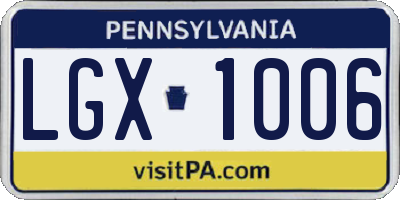 PA license plate LGX1006