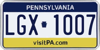 PA license plate LGX1007