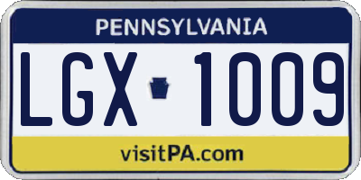 PA license plate LGX1009