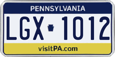 PA license plate LGX1012