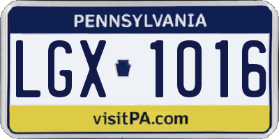 PA license plate LGX1016
