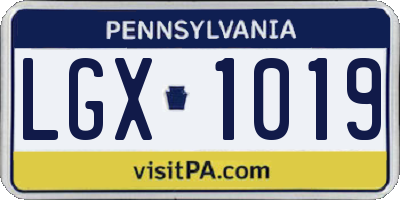 PA license plate LGX1019