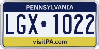PA license plate LGX1022