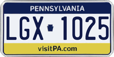PA license plate LGX1025