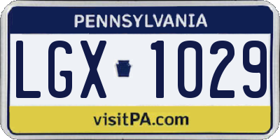 PA license plate LGX1029