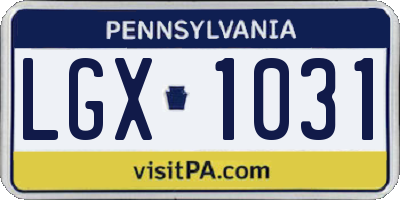 PA license plate LGX1031