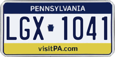 PA license plate LGX1041