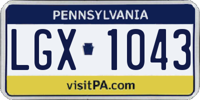 PA license plate LGX1043