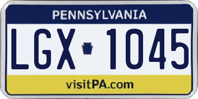 PA license plate LGX1045