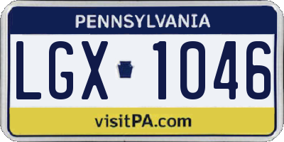 PA license plate LGX1046