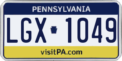 PA license plate LGX1049