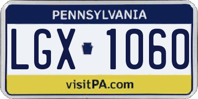 PA license plate LGX1060