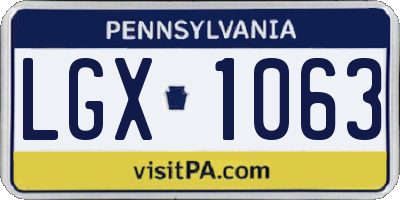 PA license plate LGX1063