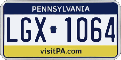 PA license plate LGX1064