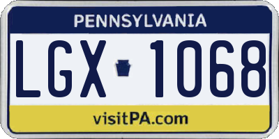 PA license plate LGX1068