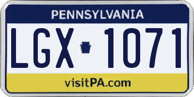 PA license plate LGX1071