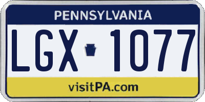 PA license plate LGX1077