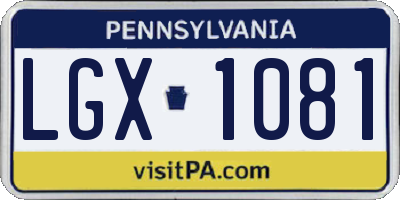PA license plate LGX1081