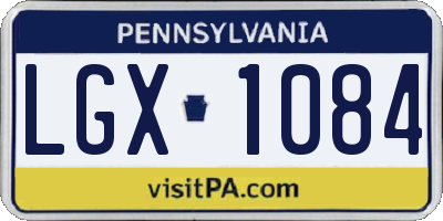 PA license plate LGX1084