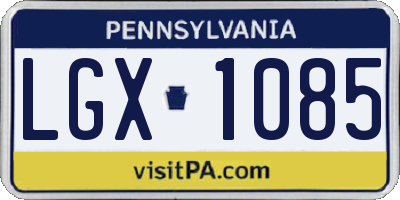 PA license plate LGX1085