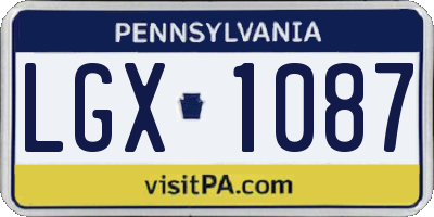 PA license plate LGX1087